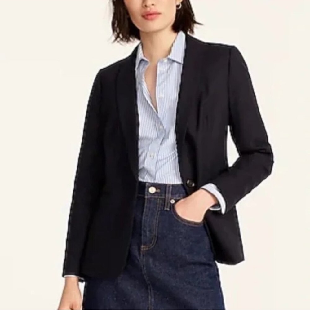 J. Crew Women’s Black Regent Blazer Two Button Classic Preppy Office Size 4